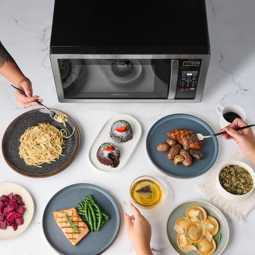 Farberware 1.1 Cu. Ft. Microwave Oven - 1000 Watts, Auto Cook, Defrost & Child Safety Lock | Stainless Steel