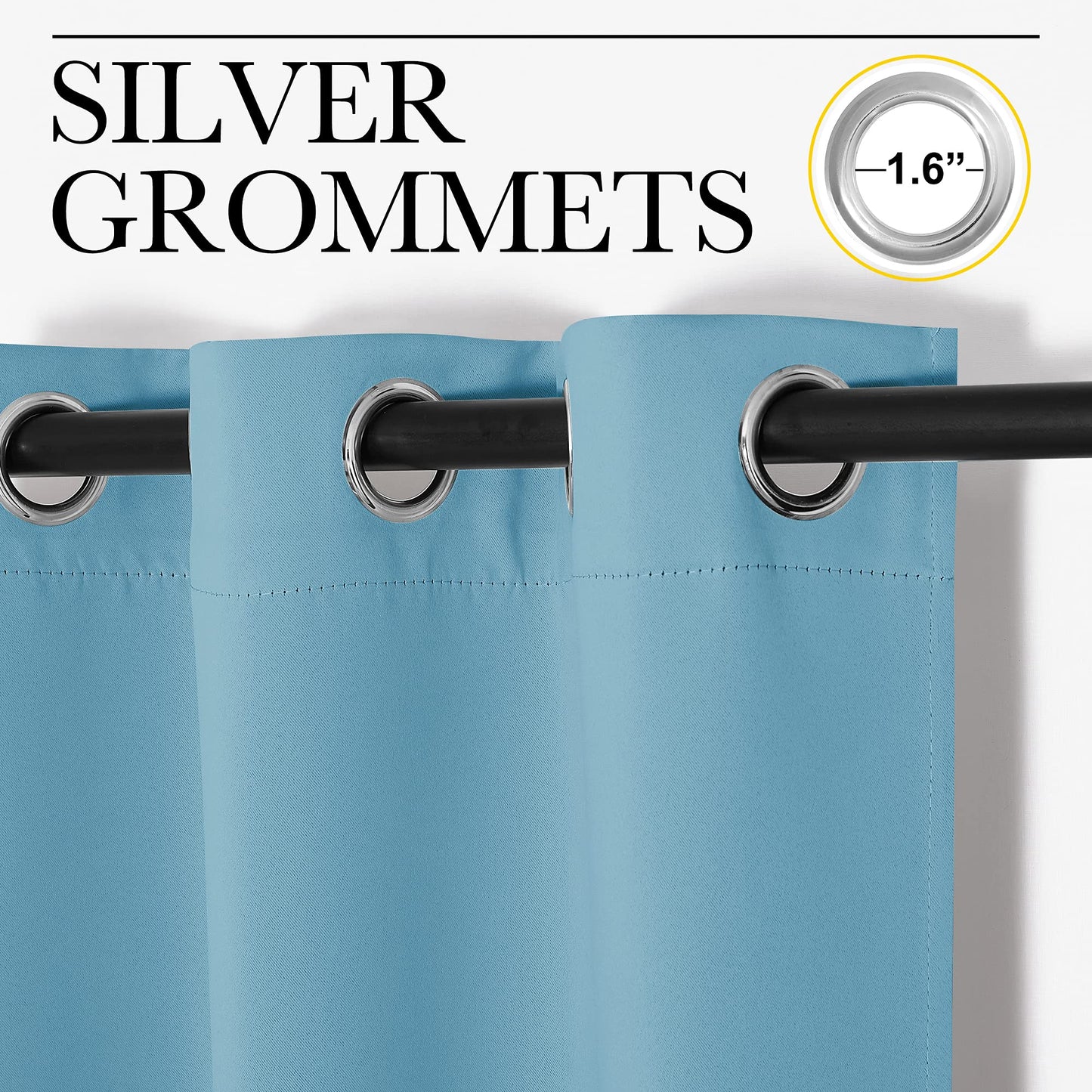 NICETOWN Thermal Insulated Curtains Blackout Draperies, Window Treatment Solid Grommet Room Darkening Drape Panels for Bedroom (Teal Blue, Set of 2 Panels, 34 by 63 inches Long)
