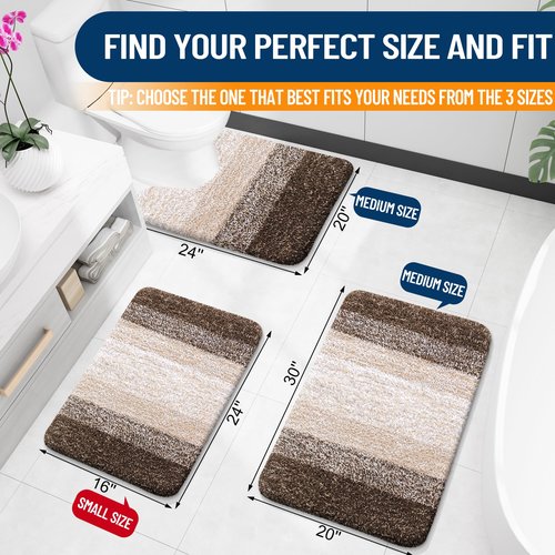 OLANLY Bathroom Rugs Mat 59x24, Extra Soft Absorbent Microfiber Bath Rugs, Rubber Backing, Quick Dry, Machine Washable Bath Mats for Bathroom Floor, Tub and Shower, Home Decor Accessories, Light Brown