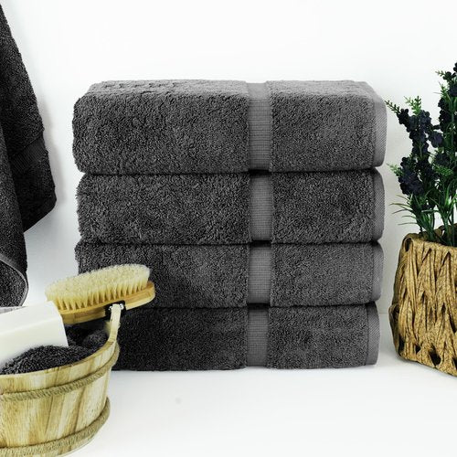 Chakir Turkish Linens | Hotel & Spa Quality 100% Cotton Premium Turkish Towels | Soft & Absorbent (4-Piece Bath Towels, Dark Gray)
