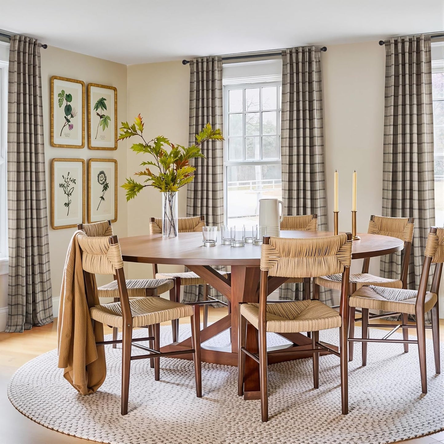 NICETOWN Buffalo Check Curtains - 84-Inch Length Gingham Plaid Drapes for Kitchen & Living Room | Taupe, 2 Panels