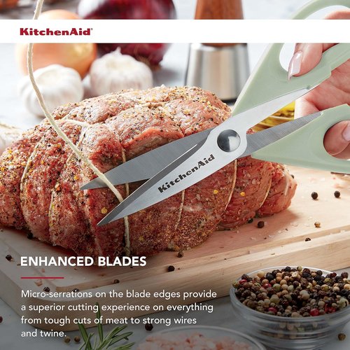 KitchenAid All-Purpose Kitchen Shears - Durable Stainless Steel Scissors with Soft Grip Handle | 8.72 Inch, Pistachio (Pack of 2)