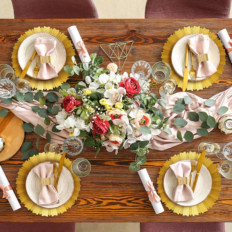 Bright Gold Charger Plates 50 Pcs, 13 Inch Round Plastic with Rim - Variation: Bright Gold+50
