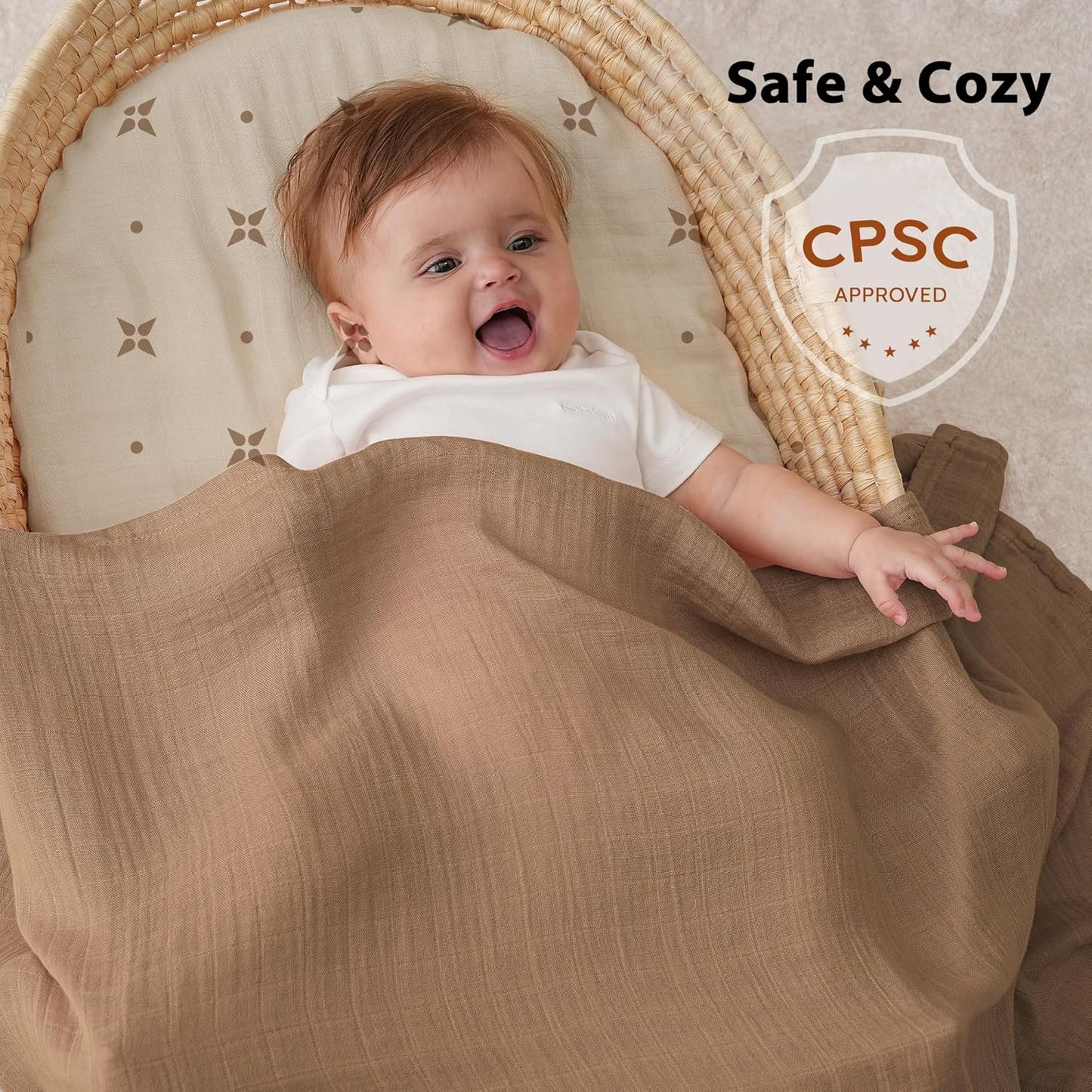Yoofoss Organic Muslin Swaddle Blanket - Soft & Breathable 47 x 47 Inches for Newborns | Baby Essentials