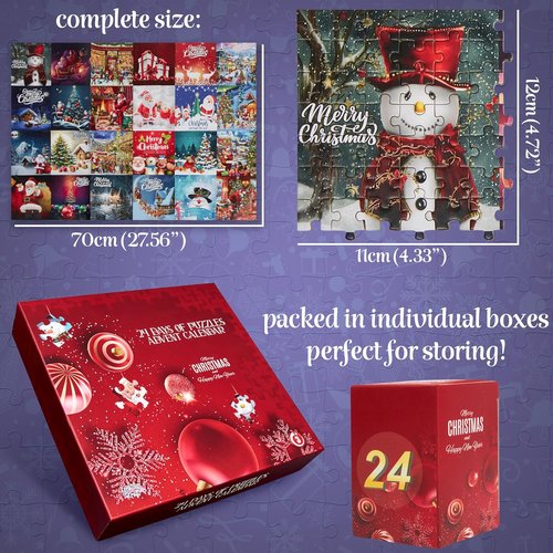 KreativeKraft Puzzle Advent Calendar 2025 - Fun Christmas Countdown for Kids & Adults | 24 Mini Puzzles