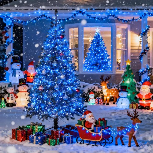 JMEXSUSS 100 LED Blue Christmas Lights - 33ft Clear Wire Fairy String Lights with 8 Modes for Indoor/Outdoor Use