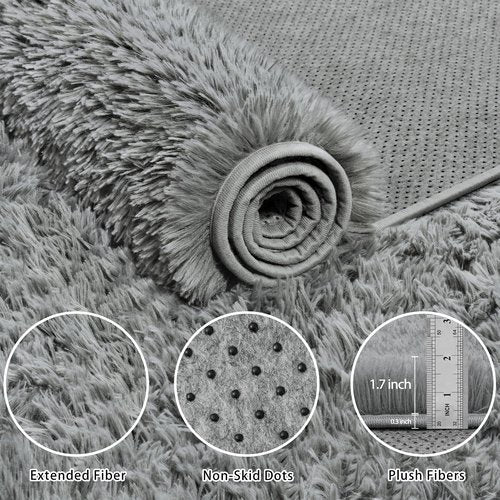 6x9 Area Rug for Living Room:Ultra Soft Fluffy Shag Light Grey Rugs,Large Fuzzy Plush Indoor Non Slip Carpet Washable Rug for Bedroom Kids Nursery Office Dorm Modern Decor(Light Grey 6'x9')