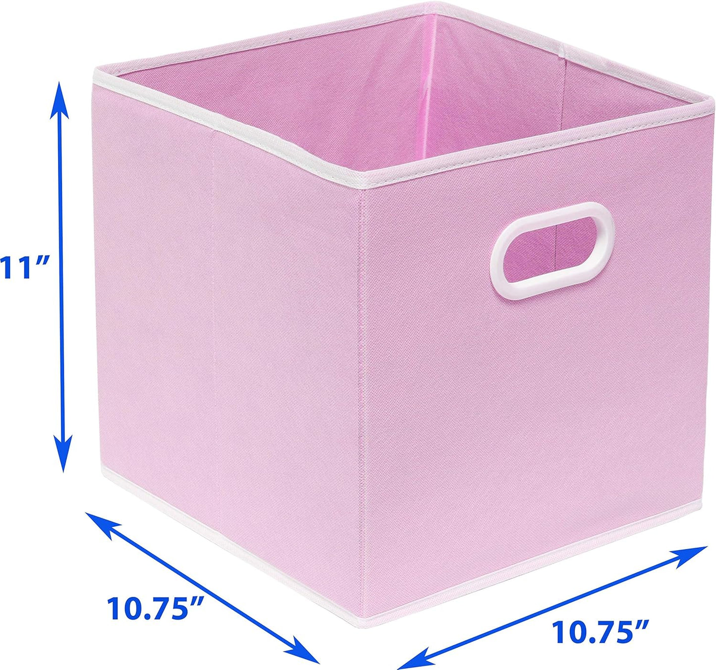 Simple Houseware Foldable Cube Storage Bins - 11-Inch Pink Fabric Organizers with Handles | 6-Pack for Closet & Shelves
