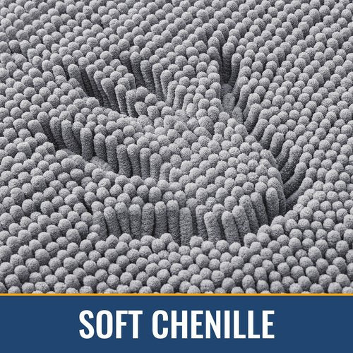 Arotive Bathroom Rugs 30x20, Extra Soft Absorbent Shaggy Chenille Bath Rugs, Machine Washable Rubber Backing Non-Slip Bath Mats for Bathroom Floor Tub and Shower, Home Decor Accessories, Grey