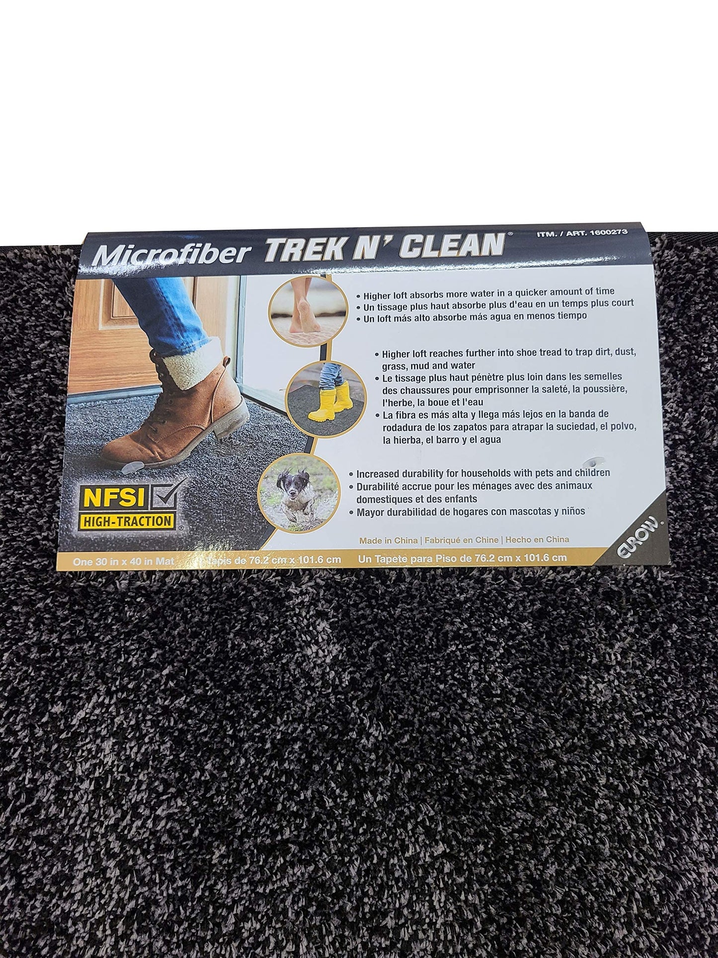 Trek N' Clean Microfiber NFSI High-Traction Mat Indoor/Outdoor 30x40