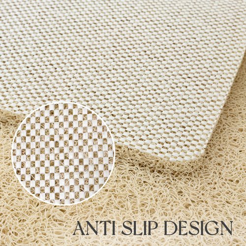 SILOLOOM Bathtub Mat Non Slip, 24x16 Inch Shower Mats for Inside Shower, PVC Loofah Bathroom Mat Quick Dry with Drain Hole, Phthalate-Free Bath Mats for Shower Bathroom Tub and Wet Areas (Beige)