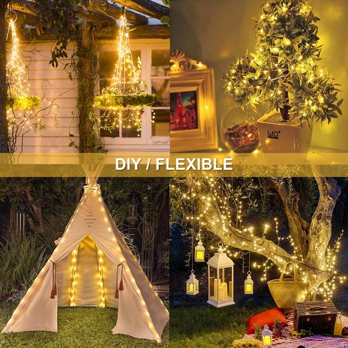 JMEXSUSS Solar String Lights - 33FT 100 LED Warm White Fairy Lights | Waterproof 8 Modes for Outdoor Decor