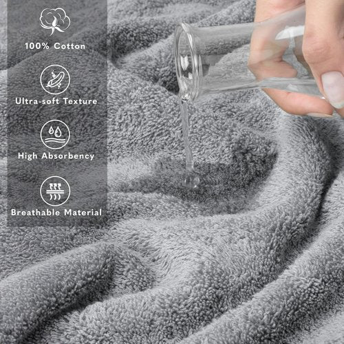 American Soft Linen 100% Cotton 600 GSM Turkish 40x80 Oversized Bath Towel Sheet, Extra Large Adult Towels for Bathroom, Light Grey Bath Sheet