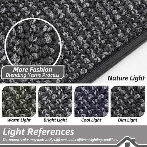 BEQHAUSE Dirt Trapper Door Mat 32" x 72", Non-Slip Washable Doormats Entrance Mat, Dirt Resistant and Absorbent Welcome Mat, Low Profile Floor Mats for Front Back Door and Entryway, Charcoal