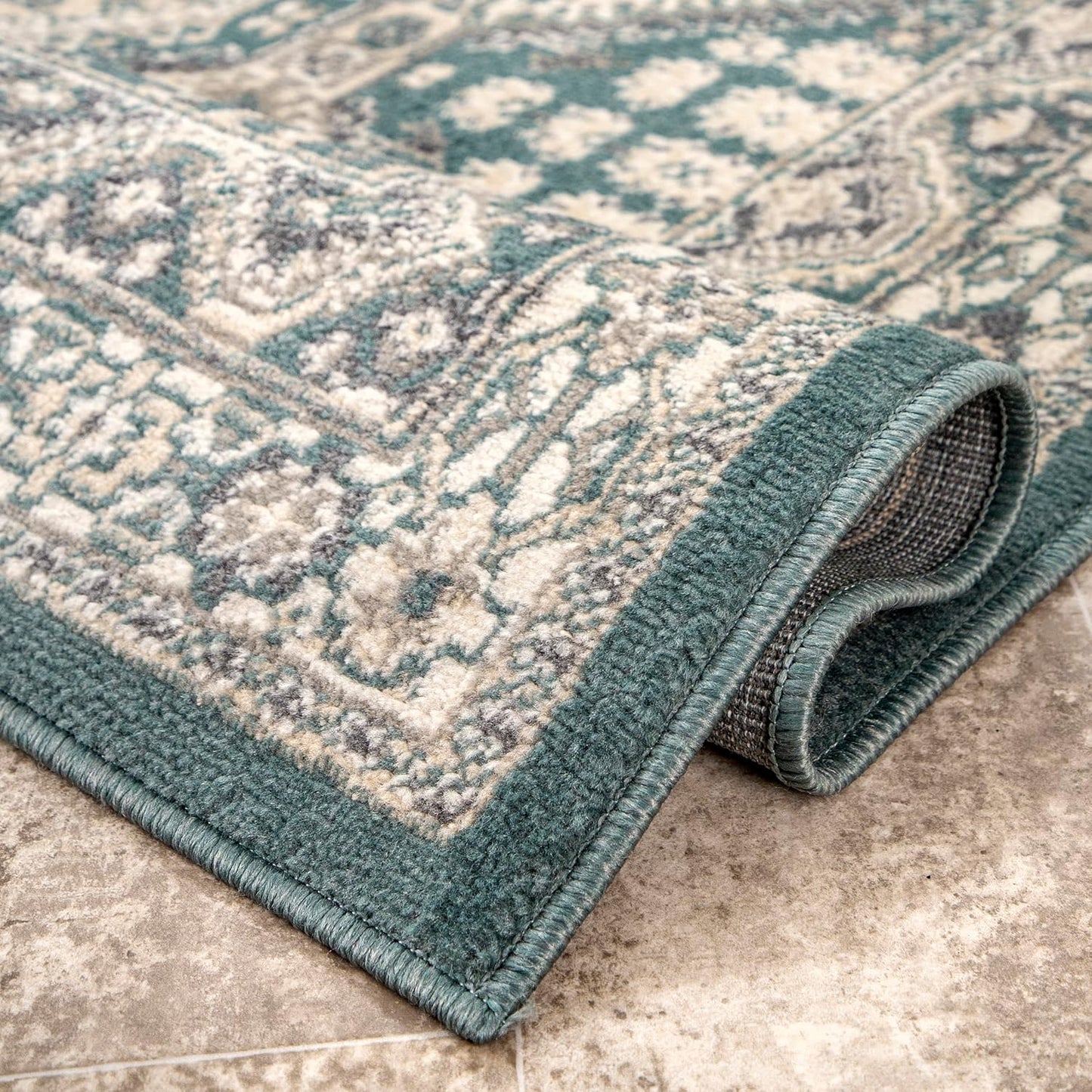 nuLOOM 3x5 Becca Traditional Tiled Area Rug - Faded Blue Design, Stain Resistant | Perfect for Any Room