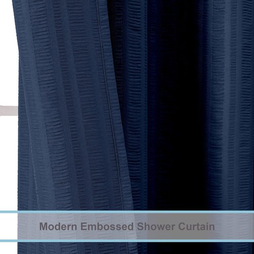 Aiyufeng Moga Navy Blue Fabric Shower Curtains for Bathroom - Blue Hotel Spa Polyester Cloth Bath Curtain with 12 Holes, 72x72, Machine Washable, Navy Blue
