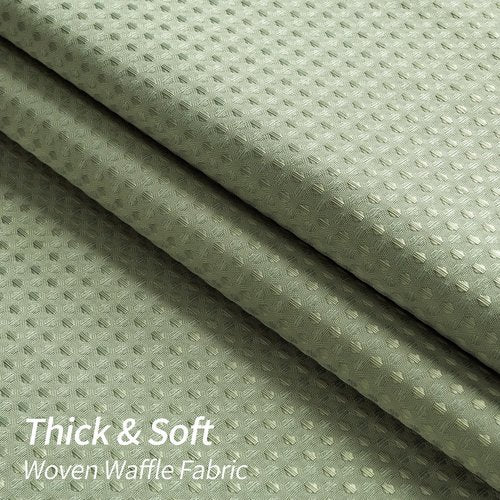 MitoVilla Sage Green Waffle Fabric Shower Curtain, Heavyweight Cloth Shower Curtains for Modern Hotel Bathroom Decor, Waterproof & Wrinkle Resistant, 72 x 72