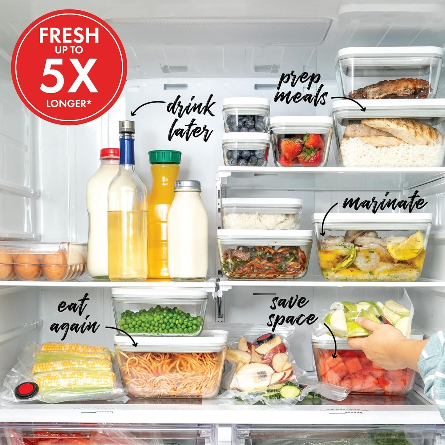 ZWILLING Fresh & Save Vacuum Sealer Machine - Airtight Food Storage Set with Glass Containers & Sous Vide Bags