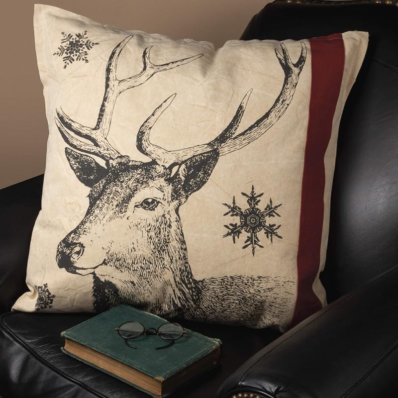 Holiday Snowflake Deer Throw Pillow 25-Inch Square - Primitives by Kathy
