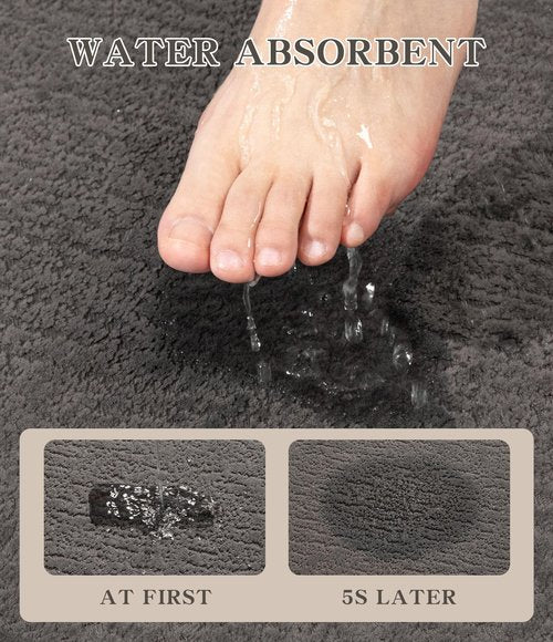 chakme Bathroom Rugs Mat 24x17, Ultra Thin Non Slip Bath Mat Small Quick Dry Absorbent Bath Mat for Bathroom Floor, (Grey, 24"x17")