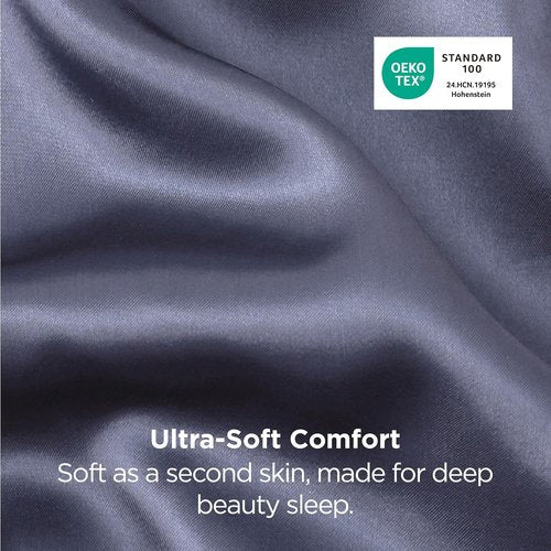 Bedsure Satin Pillowcases - Luxurious Queen Size Set of 2, Envelope Closure, Blue Granite | 20x30 Inches