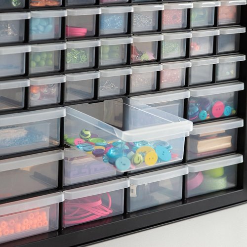 IRIS USA 44-Drawer Organizer Cabinet - Stackable Storage for Screws, Nuts, Bolts & Crafts - Black