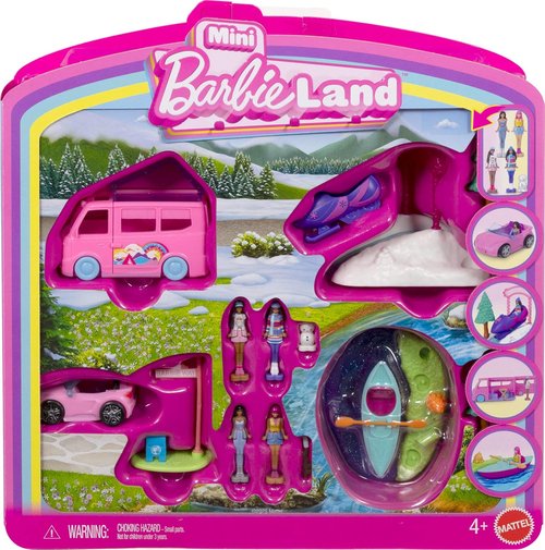 Barbie Mini BarbieLand 4-Pack | Doll & Toy Vehicle Set with Color-Change Surprise - 4 Dolls & Vehicles