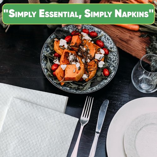 Elegant Lunch Napkin - 500 Count, 1 Ply White Napkins for Stylish Dining
