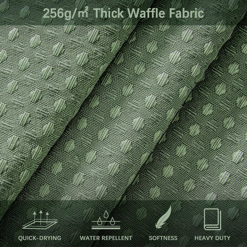 PANGSINNE Sage Green Shower Curtain - Waffle Weave Fabric Heavy Duty for Bathroom, Water Repellent Weighted 256GSM Hotel Quality Machine Washable Bath Curtains with 12 Hooks, 72Wx72H