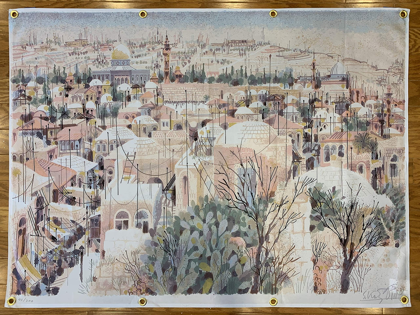 SukkahArtwork.com OLD CITY JERUSALEM SUKKAH TAPESTRY - Medium Outdoor Fabric Succos Decoration