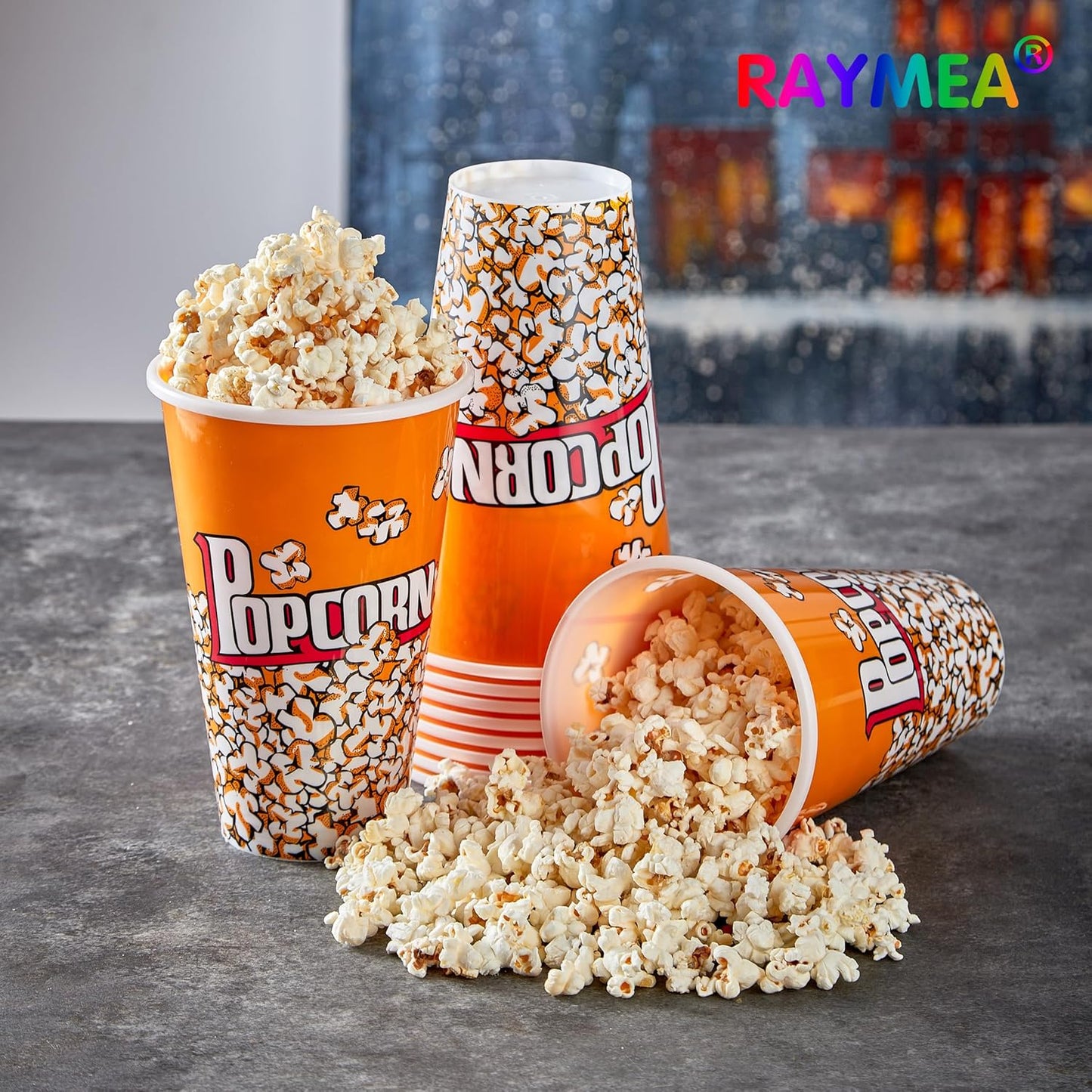 Retro Style Plastic Popcorn Containers - Reusable Small Buckets for Movie Night | 6 Pack