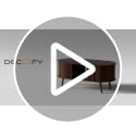 47.2 Inch Oval Fluted Coffee Table with Storage - Walnut, Modern Mid-Century
