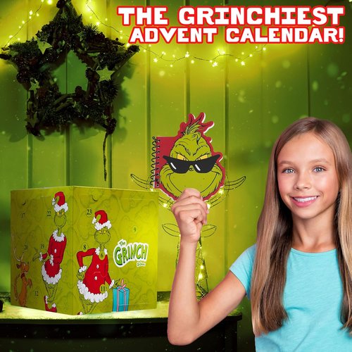 Grinch Advent Calendar 2025 - 24 Days of Christmas Countdown with Santa Hat & Socks | Perfect Holiday Decor for Women & Teens