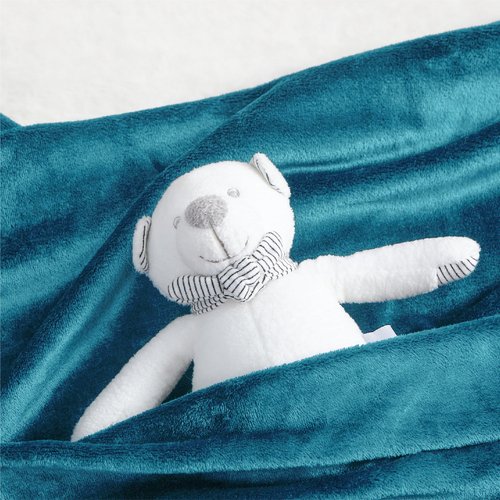 Bedsure GentleSoft Bedding Fleece Blanket for Girls and Boys - Soft Cozy Cute Small Throw Blankets for Travel, 43x55 Inches,Teal Blue