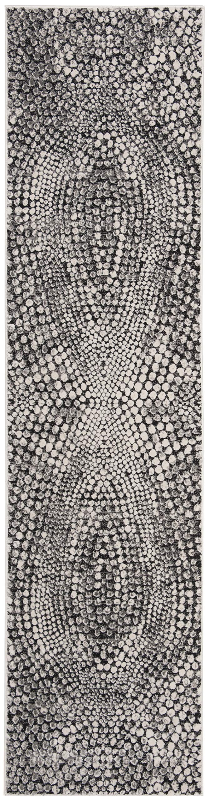 SAFAVIEH Lurex Collection Runner Rug - 2' x 12', Black & Light Grey, Modern Abstract Design, Non-Shedding & Easy Care, Ideal for High Traffic Areas in Living Room, Bedroom (LUR185Z)