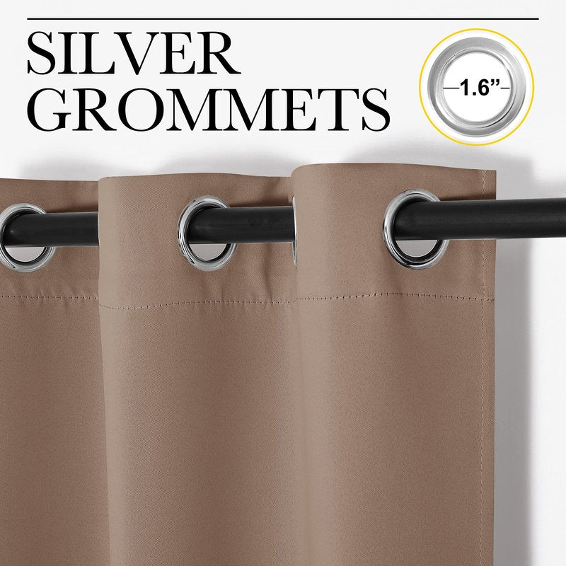 NICETOWN Light Reducing Grommet Curtains - Tripe Woven Textured Soft Curtain Panels for Living Room Window Treatment Drapes (2 Panels, W42 x L95, Cappuccino)