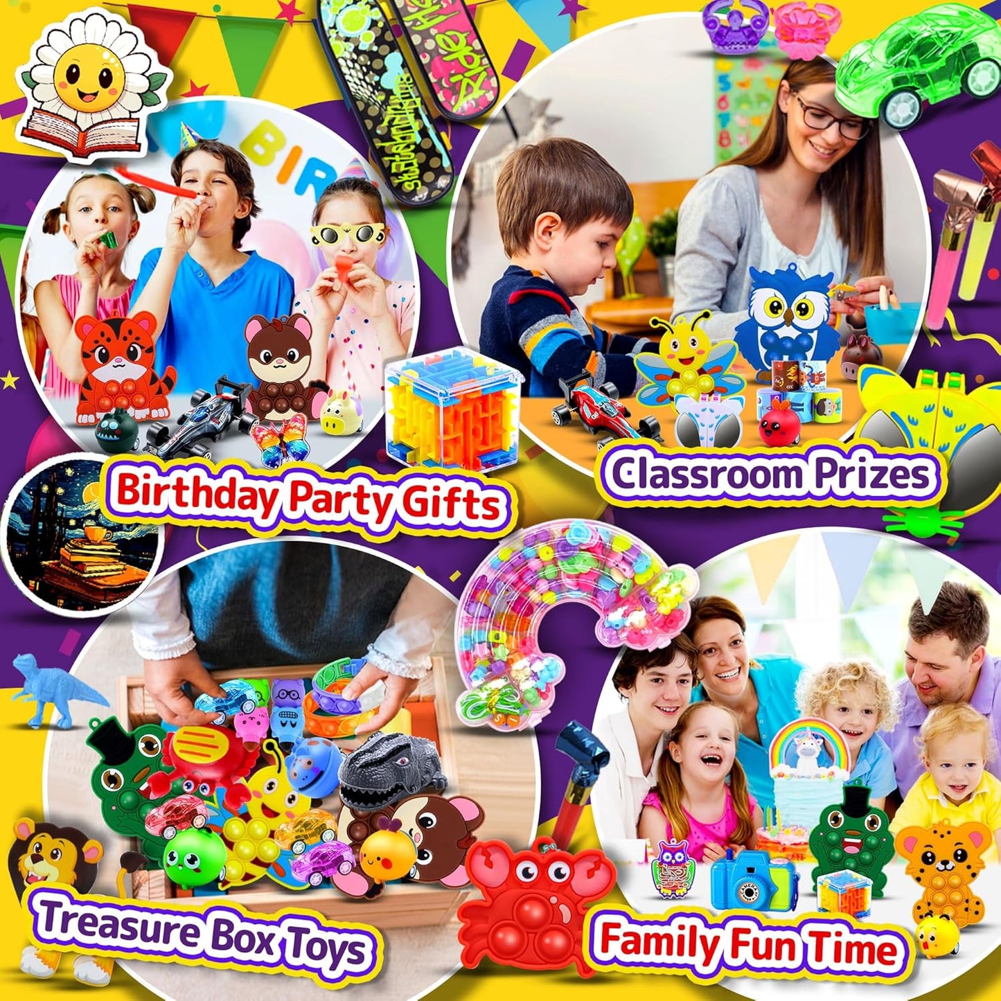 Skiennix 1000 PCS Fidget Toys - Bulk Party Favors for Kids | Ideal for Goodie Bags & Classroom Prizes
