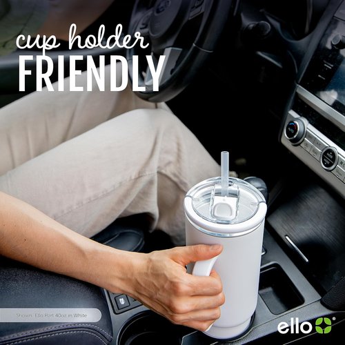 Ello Port 40oz Tumbler - Vacuum Insulated Stainless Steel Water Bottle with Carry Loop & Straw | Halogen Blue
