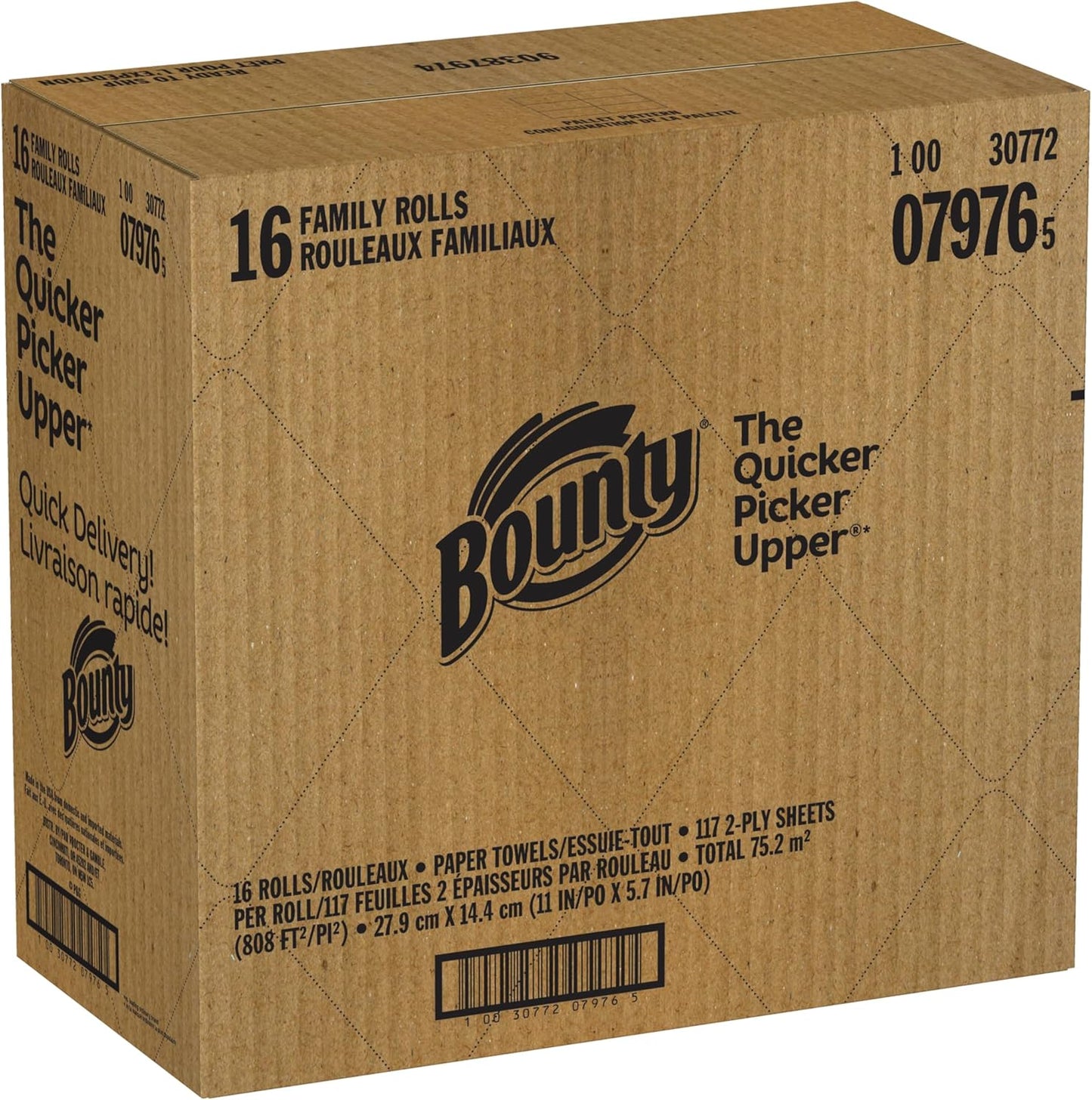 Bounty Paper Towels - Quick Size, White, 16 Family Rolls Equivalent to 40 Regular Rolls