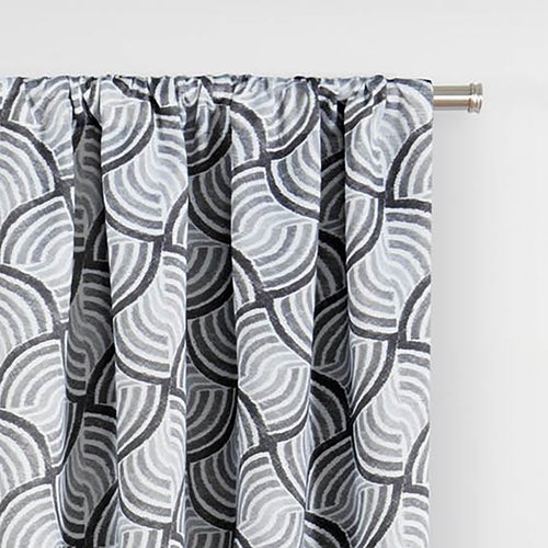 ECLIPSE Benchley Mid Century Modern Blackout Thermal Rod Pocket Window Curtains for Bedroom or Living Room (1 Panel), 37 in x 63 in, Charcoal