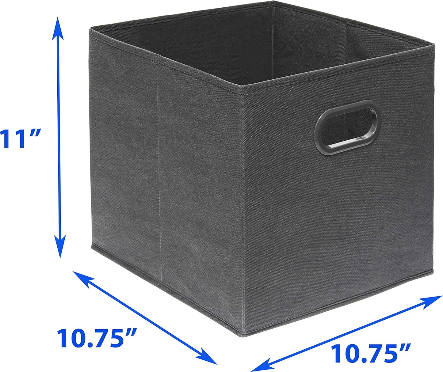 Simple Houseware Foldable Storage Bins - 11-Inch Dark Gray Fabric Organizer with Handles | 6-Pack for Closet & Shelves