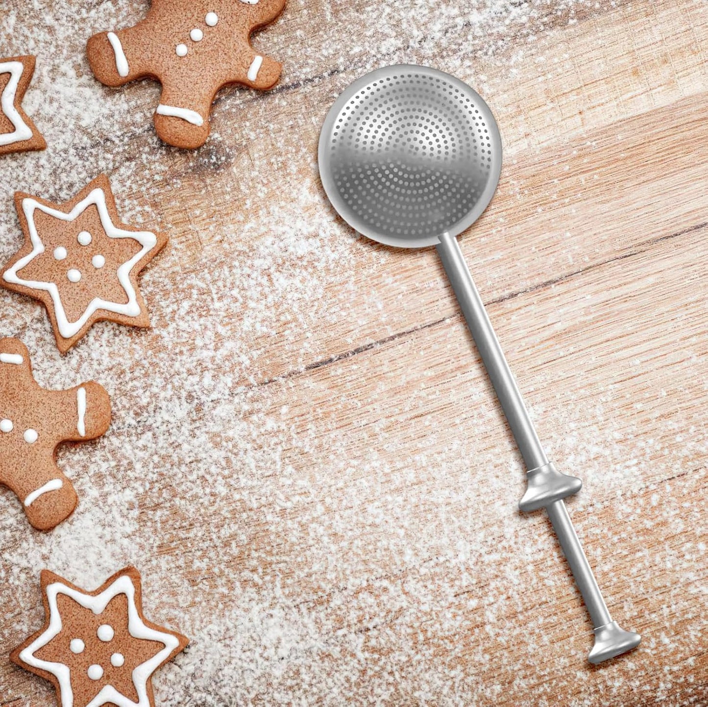 Skiennix Flour Sifter - One-Handed Stainless Steel Baking Tool for Flour, Sugar & Spices