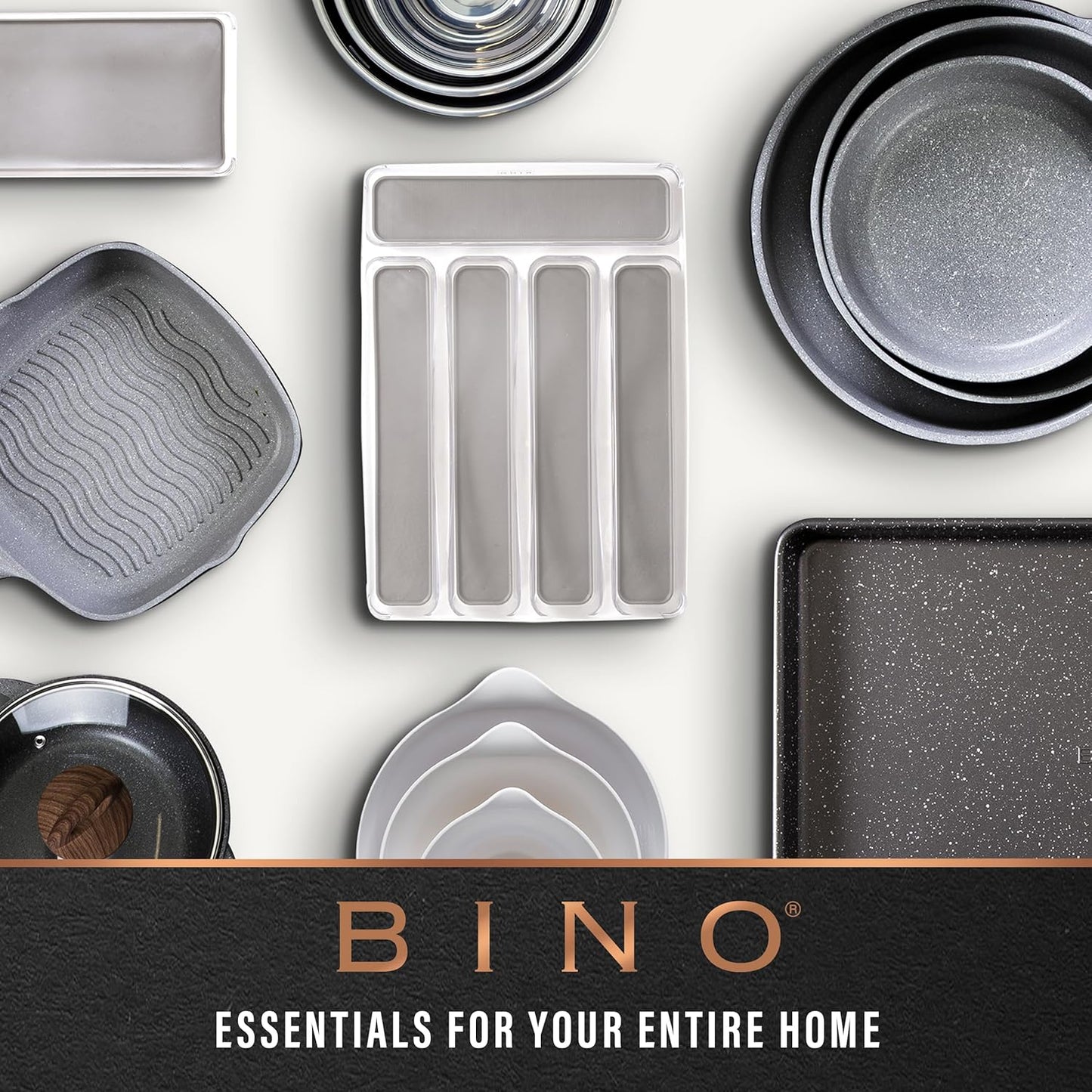 BINO Woven Plastic Basket - Stylish Home Organization | XS Natural Grey, 5-Pack | Jute Collection