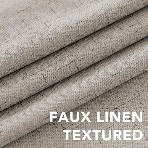 H.VERSAILTEX Primitive Linen Curtains 100% Blackout Curtain Drapes Burlap Fabric Curtains with White Thermal Insulated Liner, Grommet Top Drapes Living Room/Bedroom (2 Panels, 42 x 63 Inch, Stone)