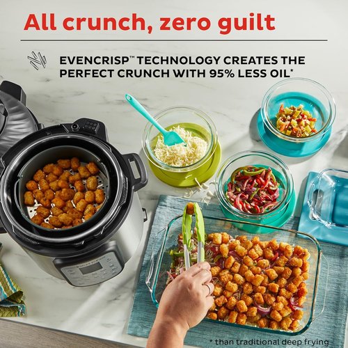 Instant Pot Duo Crisp 11-in-1 Air Fryer & Electric Pressure Cooker - 8QT Black/Stainless Steel | Free Recipe App Included