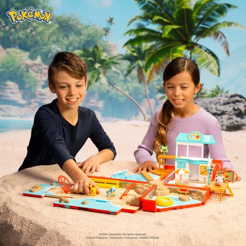 Jazwares Pokémon Carry Case - Portable Beach Battle Playset with Action Features & Pikachu Figure