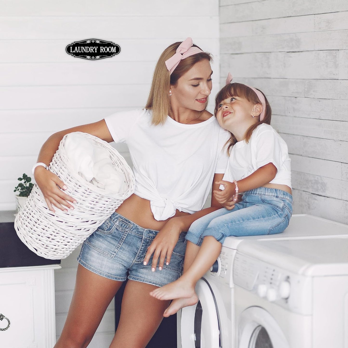 Skiennix Laundry Room Door Sign - Self-Adhesive Waterproof Sticker Decal for Home & Business | Black