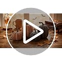 Artificial Resin Fall Pumpkin Decor Set - Terracotta Finish, 2 Pieces