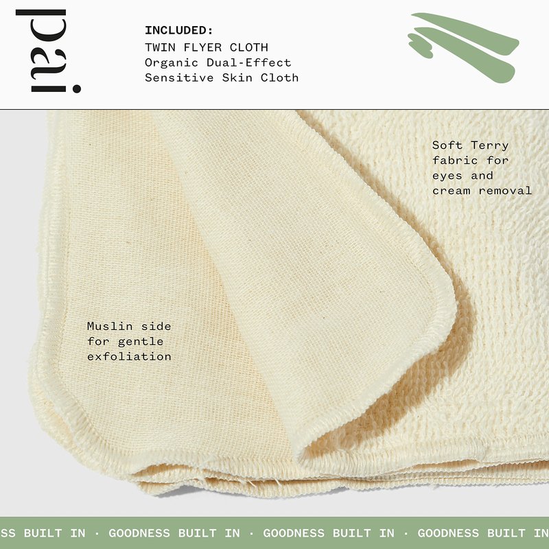 Pai Skincare - The Twin Flyer Organic Dual-Effect Face Cloth | Natural, Vegan, Sensitive Skincare (3 Pack)