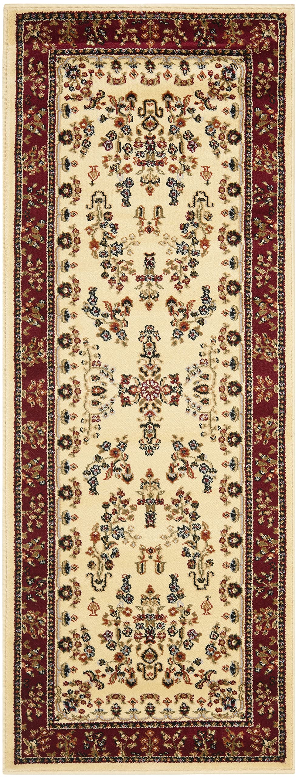 SAFAVIEH Lyndhurst Collection Runner Rug - 2'3" x 14', Ivory & Red, Traditional Oriental Design, Non-Shedding & Easy Care, Ideal for High Traffic Areas in Living Room, Bedroom (LNH331A)
